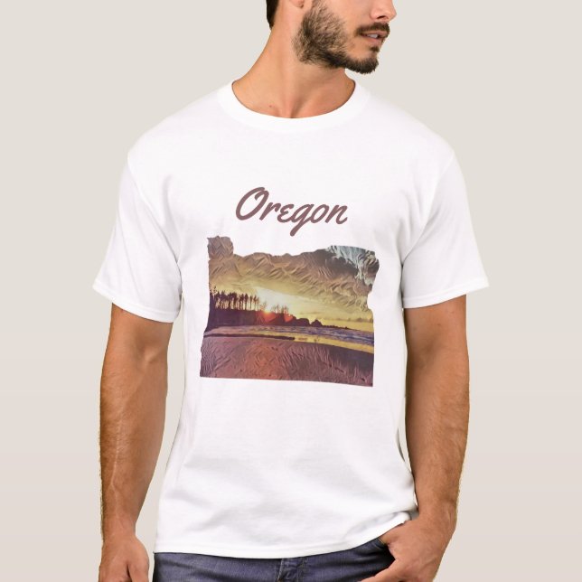 T-shirt Oregon Sunset State Personnalisable Couper Tee (Devant)