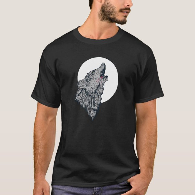 T-shirt Oreiller À La Lune Loups Loup 3 (Devant)