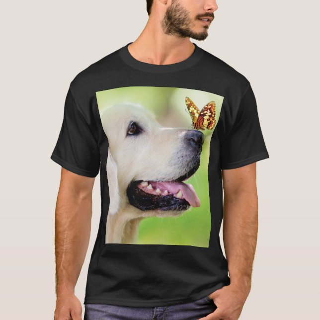 T-shirt Oreiller À Lancer Du Labrador Et Du Papillon (Devant)