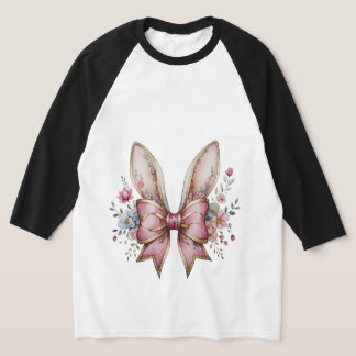 T-shirt Oreilles de lapin floral avec cabot rose - Élégant
