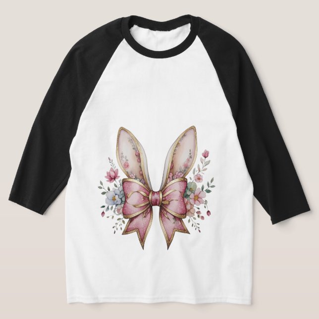 T-shirt Oreilles de lapin floral avec cabot rose - Élégant (Poser)