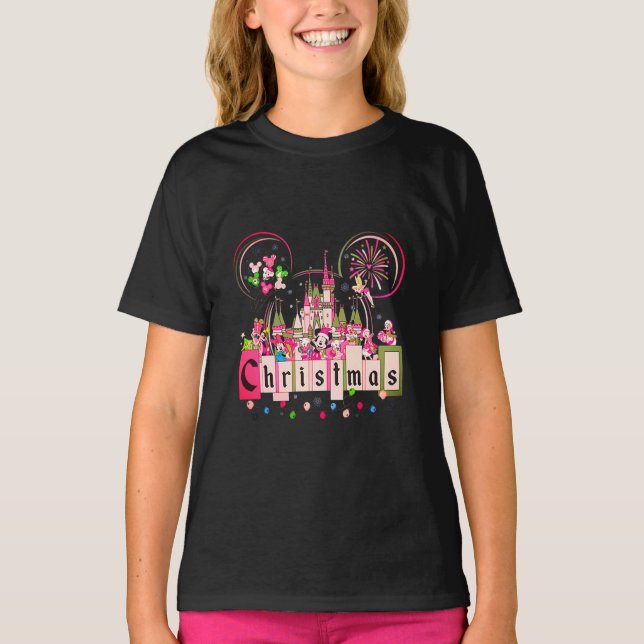 T-shirt Oreilles de Mickey Mouse, Château et Personnages D (Devant)