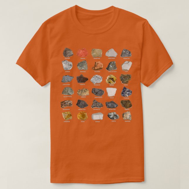 T-shirt Ores Minéraux Gemmes et Crystals Rock Collecte (Design devant)