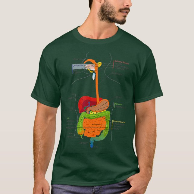 T-shirt Organes digestifs Diagramme Médicale (Devant)