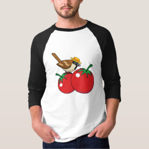 T-shirt Organic lover Sparrow Eating Red Tomato