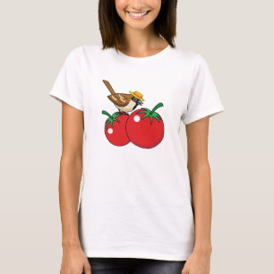 T-shirt Organic lover Sparrow Eating Red Tomato
