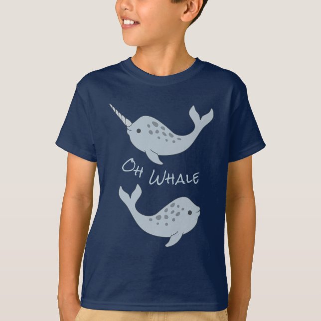 T-shirt organique de baleine de Narwhal oh (Devant)