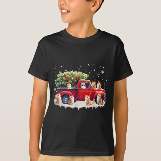 T-shirt Oriental Cat Red Truck Christmas Tree Santa Ugly X (Devant)