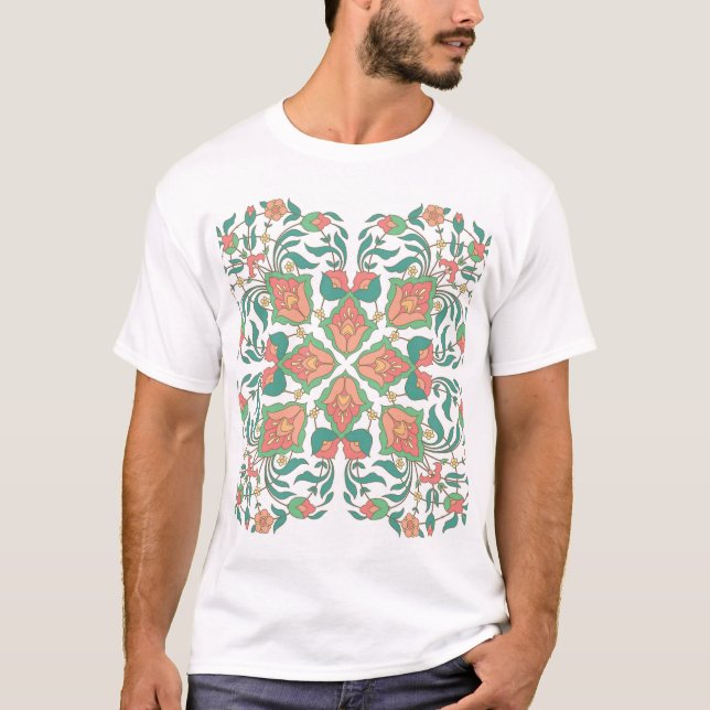 T-shirt Oriental Floral Vintage Design (Devant)