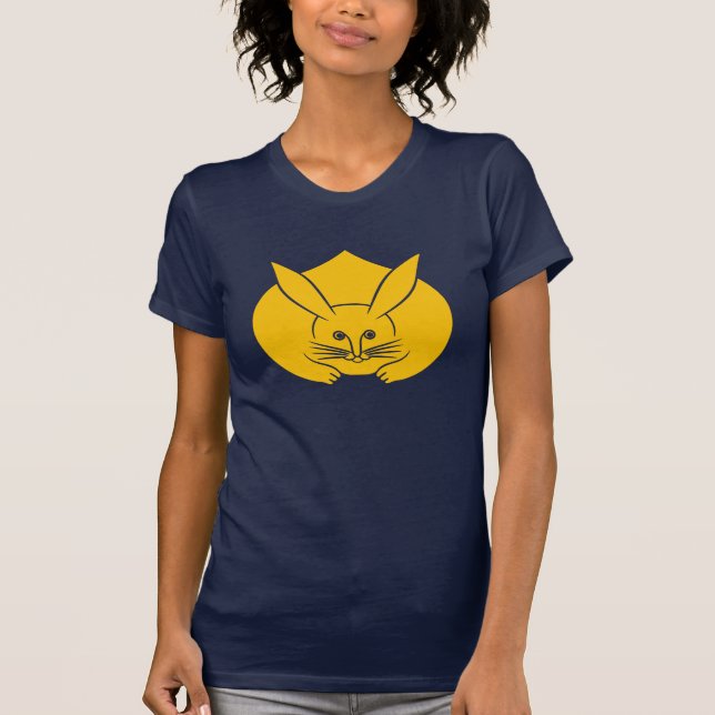 T-shirt Oriental Jaune Bleu Japon Rabbit Mon Vector Art (Devant)