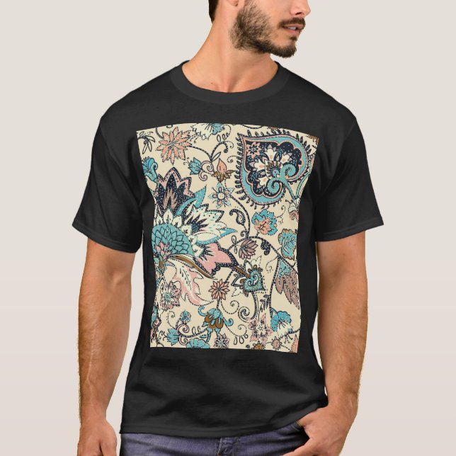 T-shirt Oriental Paisley : Elégance Textile Stylisée. (Devant)