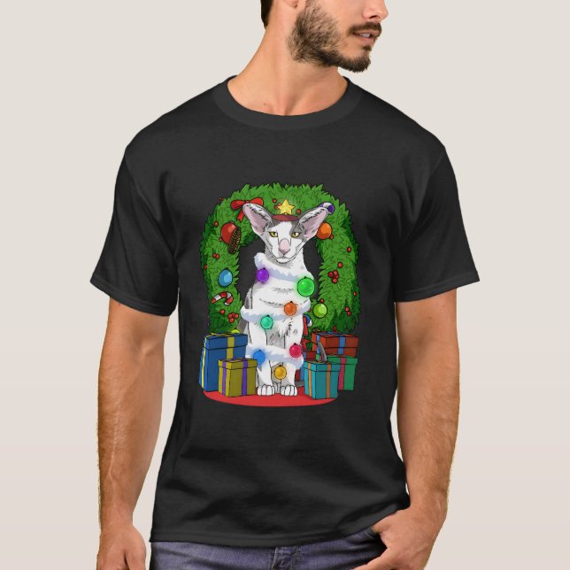 T-shirt Oriental Shorthair Cat Tree X-Mas Santa (Devant)