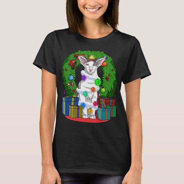 T-shirt Oriental Shorthair Chat Noël Arbre Sa Noël (Devant)