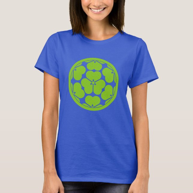 T-shirt Oriental Vert Bleu Chosokabe Japon Mon Vector Art (Devant)