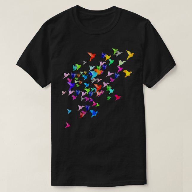 T-shirt Origami Crane Orizuru Foule d'oiseaux Art japonais (Design devant)