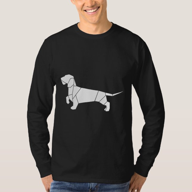 T-shirt Origami Dachshund Wire Haired Dachshund (Devant)