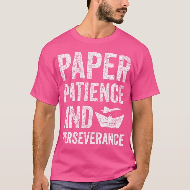 T-shirt Origami De Patience Et De Persévérance Papier (Devant)