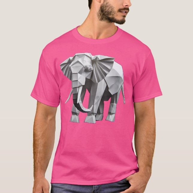 T-shirt Origami Elephant mignon Japonais Tee Papier Design (Devant)