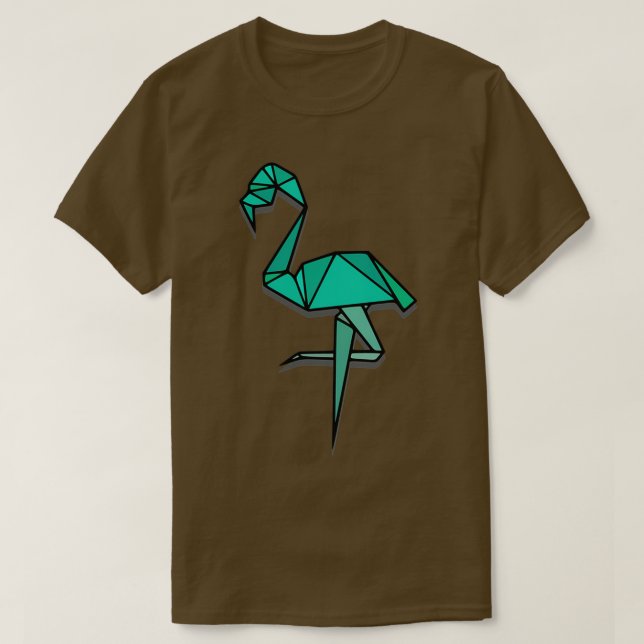 T-shirt Origami Flamant rose Aqua Green (Design devant)