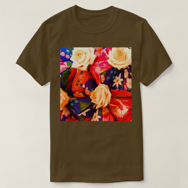 T-SHIRT ORIGAMI FOLLES ET ROSES (Design devant)