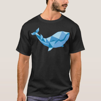 T-shirt origami géométrique de baleine abstrait