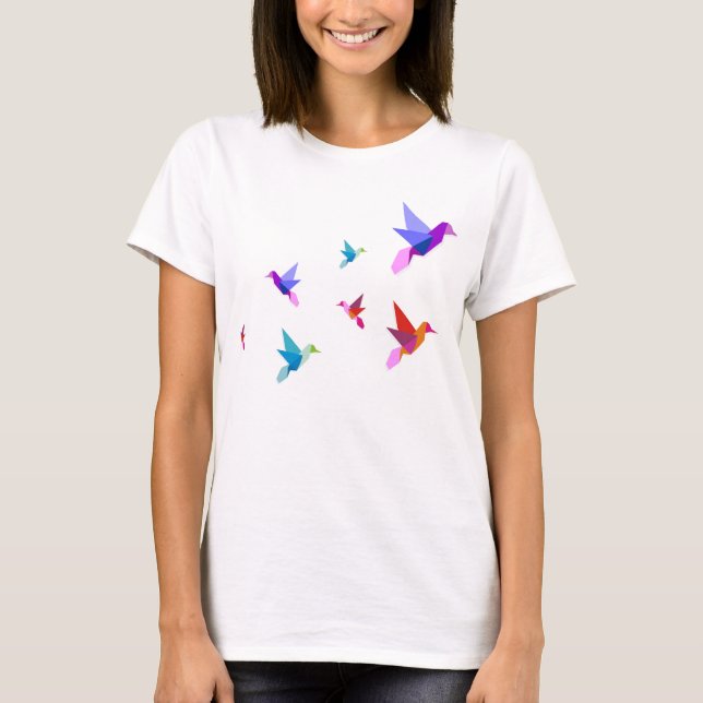 T-shirt origami hummingbirds (Devant)