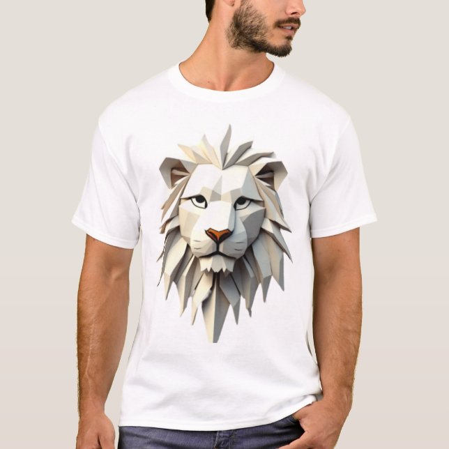 T-shirt Origami Lion : Un chef-d'oeuvre géométrique en des (Devant)