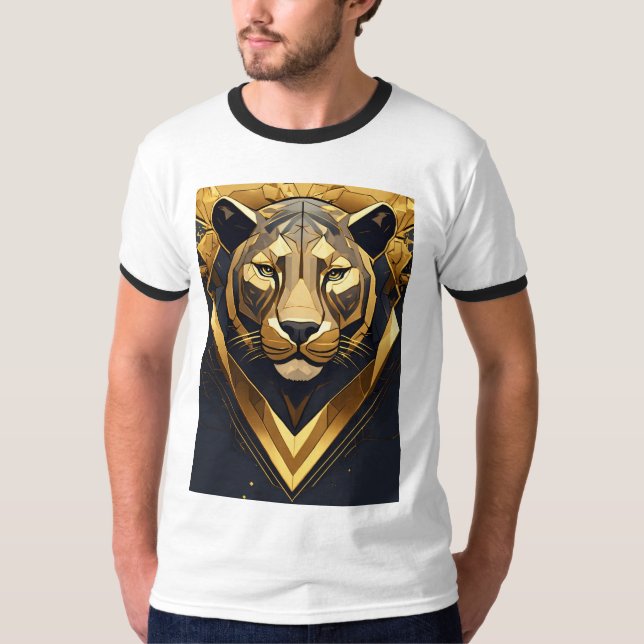T-shirt Origami Majesty : Lion géométrique complexe (Devant)