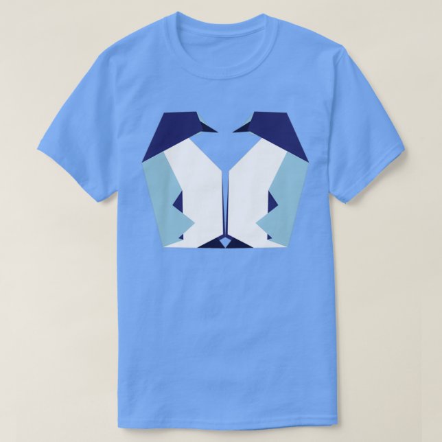 T-shirt origami pengiun couple motif (Design devant)