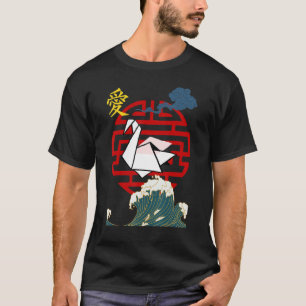 T-shirt Origami Personnage Japonais Grue Grande Vague Orig