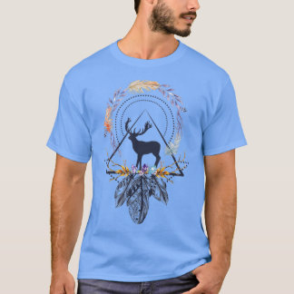 T-shirt Originaire De L'Ethnie Tribale Deer Head Boho Feat