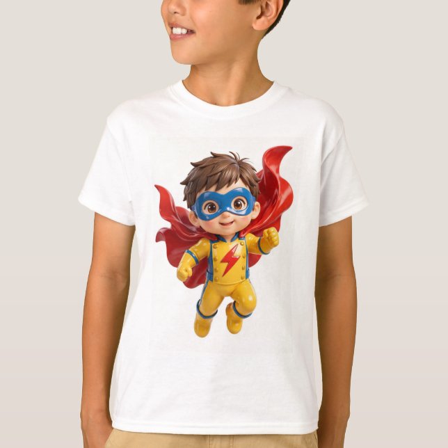 T-shirt Original Cute Boy Lightning Hero 3D (Devant)