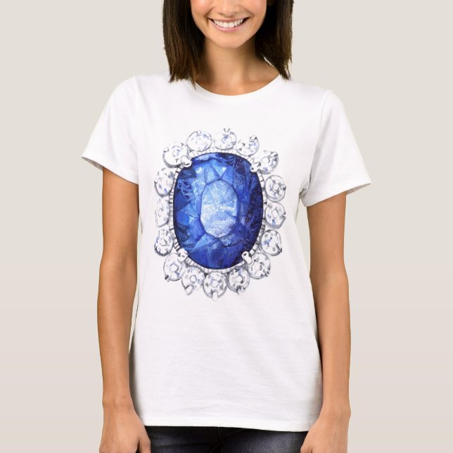 T-shirt original d'aquarelle de saphir royal (Devant)