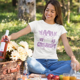 T-shirt Original Fun Happy Chat Pun Il Est Caturday Samedi