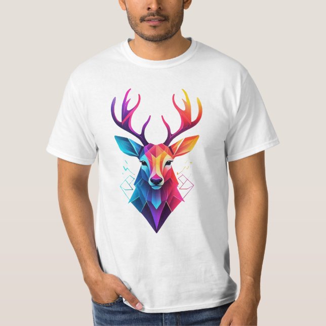 T-shirt orignal, cerf, art coloré (Devant)