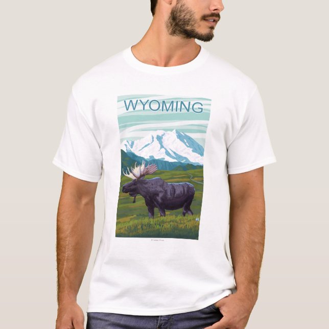 T-shirt Orignaux avec MountainWyoming (Devant)