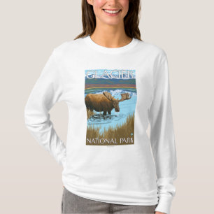 T-shirt Orignaux buvant au lac - parc national de glacier,