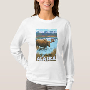 T-shirt Orignaux buvant au lac - Seward, Alaska