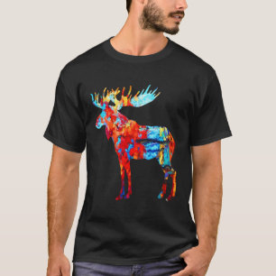 T-shirt Orignaux canadiens colorés Peinture Abstraite Faun