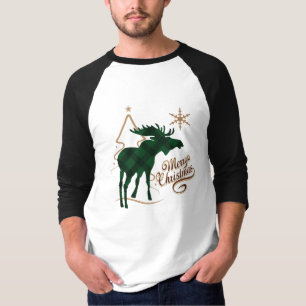 T-shirt Orignaux de plaid de vert de style campagnard de