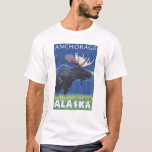 T-shirt Orignaux la nuit - Anchorage, Alaska