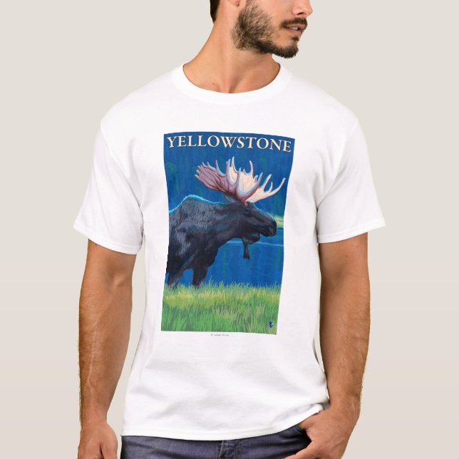 T-shirt Orignaux la nuit - parc national de Yellowstone (Devant)