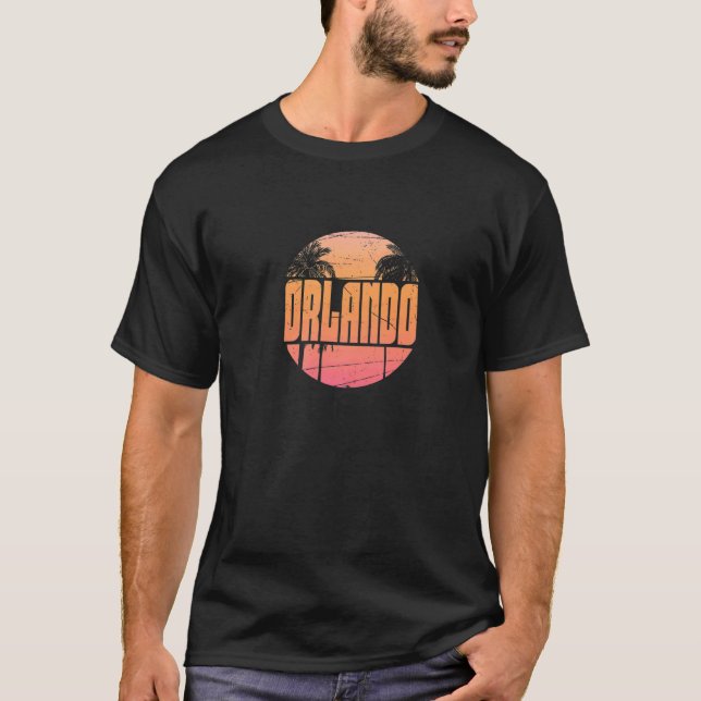 T-shirt Orlando Floride Orange couleur Nostalgale Retro Su (Devant)