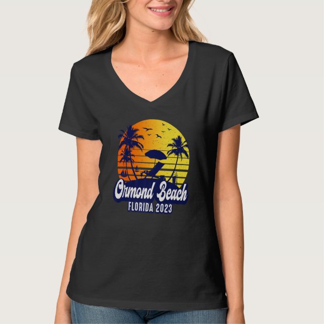 T-shirt Ormond Beach 2023 Florida Sunset Beach Retro Premi (Devant)
