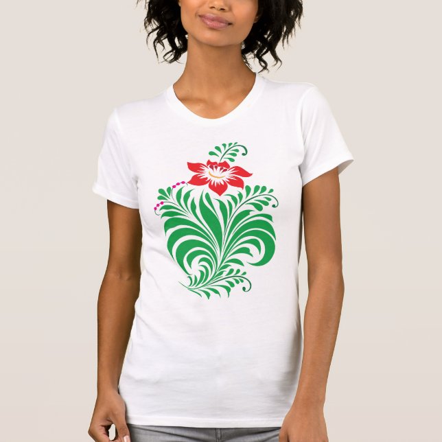 T-shirt Ornamental Floral Flower Design – Elegant (Devant)