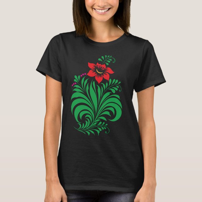T-shirt Ornamental Floral Flower Design – Elegant (Devant)