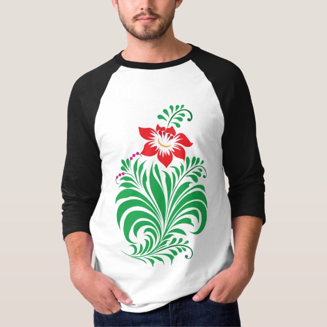 T-shirt Ornamental Floral Flower Design – Elegant (Devant)