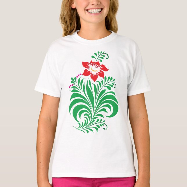 T-shirt Ornamental Floral Flower Design – Elegant (Devant)
