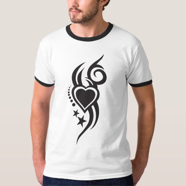 T-shirt Ornamental Floral Heart Tattoo  (Devant)