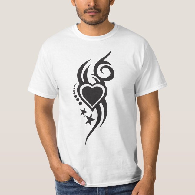 T-shirt Ornamental Floral Heart Tattoo  (Devant)